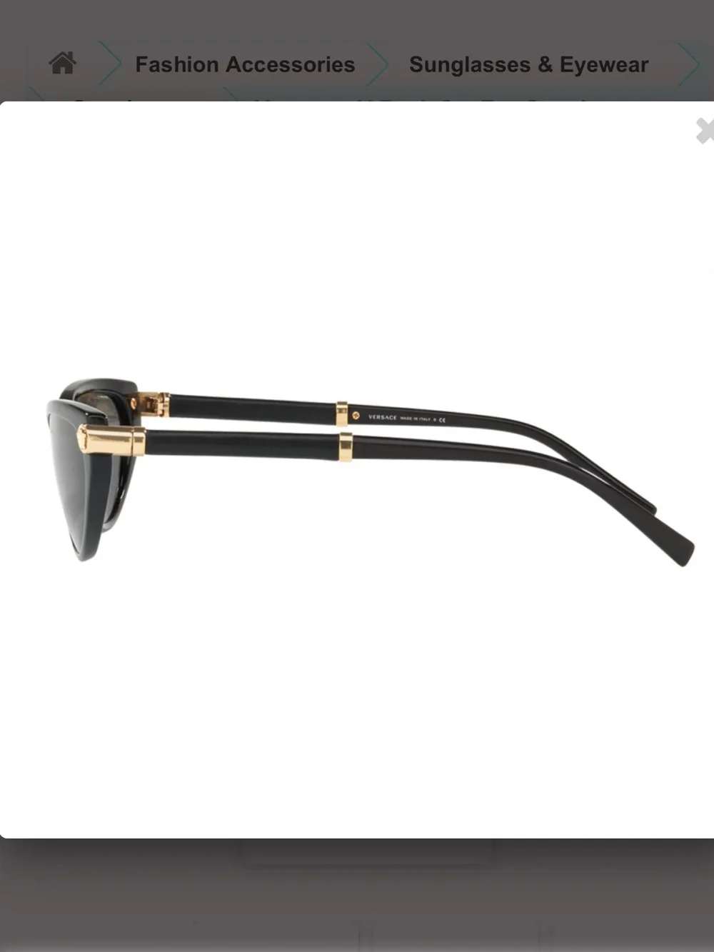 Versace V-Rock Black Cat Eye Sunglasses